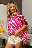 Zebra Dolman Silky Satin Shirt Top DJPT