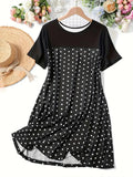 Dot Short Sleeve Lounge Dress DJPT