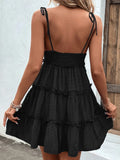 Frill Spaghetti Strap Tiered Dress DJPT