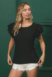 Birdseye Texture Layered Ruffle Top DJPT
