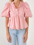 Sleeve Peplum Blouse DJPT