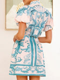Sleeve Printed Top and Zip Back Skirt Set DJPT