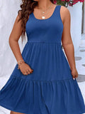 Size Tiered Scoop Neck Tank Dress DJPT