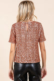 Sequin Short Sleeve Round Neck Cropped Blouse DJPT