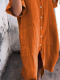 Size Casual Linen Button-Down Shirt Dress Plus Size DJPT