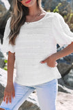 Lace Trim Bubble Sleeve Blouse DJPT