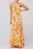 Print Tie Front Tiered Maxi Dress DJPT
