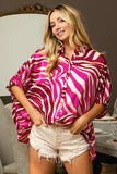 Zebra Dolman Silky Satin Shirt Top DJPT