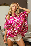 Zebra Dolman Silky Satin Shirt Top DJPT