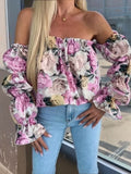 Off-Shoulder Flounce Sleeve Blouse DJPT
