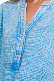 Washed Double Gauze 3/4 Button Henley Neck Shirt DJPT