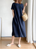 Size Casual Round Neck Midi Dress Plus Size DJPT