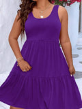 Size Tiered Scoop Neck Tank Dress DJPT