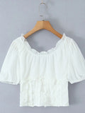 V-Neck Puff Sleeve Blouse DJPT