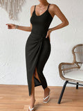 Wrap Midi Dress with Side Slit DJPT