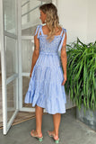 Tie-Shoulder Tiered Dress DJPT