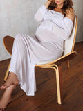 White Off Shoulder Backless Sheer Elegant Fashion Photoshoot Maternity Maxi Dress Maternity
