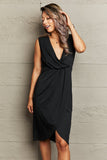 Deep V Sleeveless Tulip Hem Dress DJPT
