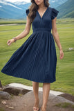 Tied Smocked Waist Flutter Sleeve Dress DJPT