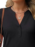 Sleeve Notched Button Front Blouse DJPT