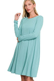 Long Sleeve Flare Dress With Pockets DJPT