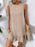 Hem Round Neck Sleeveless Dress DJPT