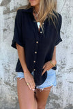 Size Casual Button Down Short Sleeve Loose Shirt Plus Size DJPT