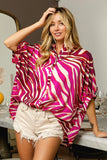 Zebra Dolman Silky Satin Shirt Top DJPT