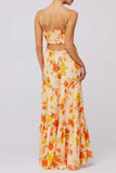 Print Tie Front Tiered Maxi Dress DJPT