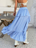 High-Low Ruched Layered Skirt DJPT