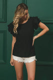 Birdseye Texture Layered Ruffle Top DJPT