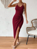 Wrap Midi Dress with Side Slit DJPT