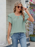 Neck Ruffled Layered Sleeve Blouse DJPT