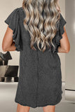 Ruffled Round Neck Cap Sleeve Dress DJPT