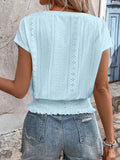 V-Neck Short Sleeve Blouse DJPT