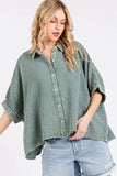 Mineral Wash Gauze Dolman Sleeve Button Down Shirt DJPT