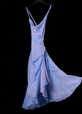 High Low Spaghetti Straps Blue Knee Length Prom Dresses Birthday Outfits SD489